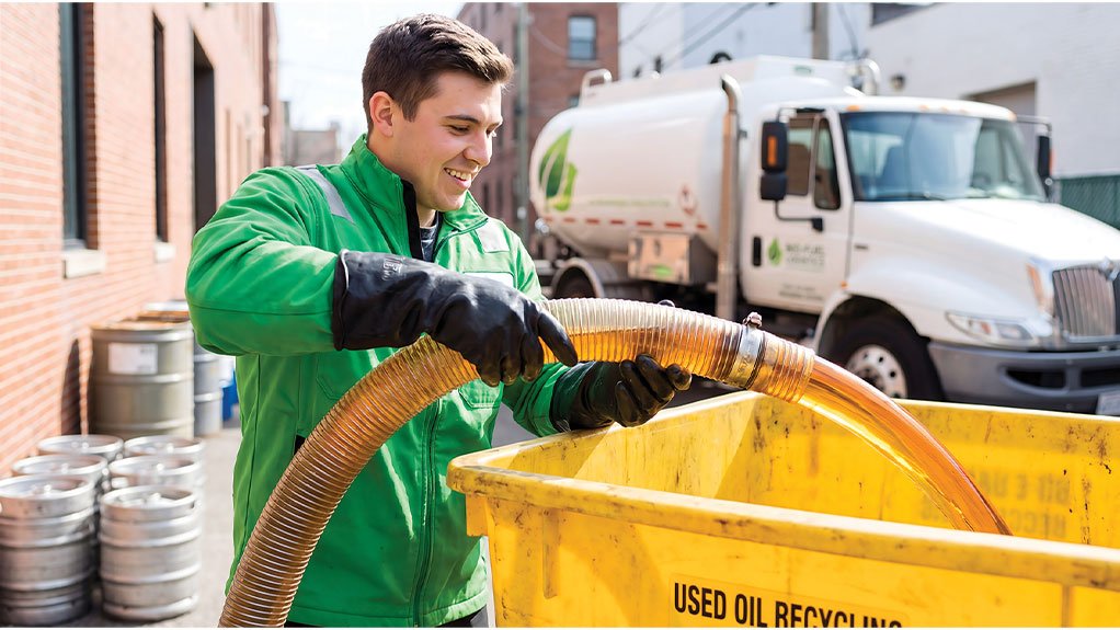 oil in recycling container