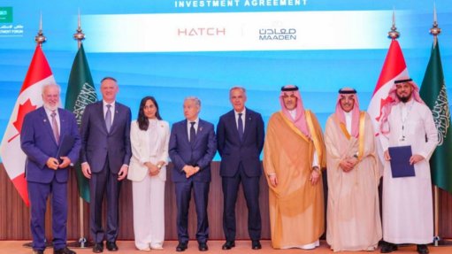 Canada Prime Minister Mark Carney alongside other Canadian, Saudi Arabian, Hatch and Maaden officials