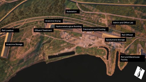 The proposed layout of the processing facility to be developed by Avalon at Thunder Bay