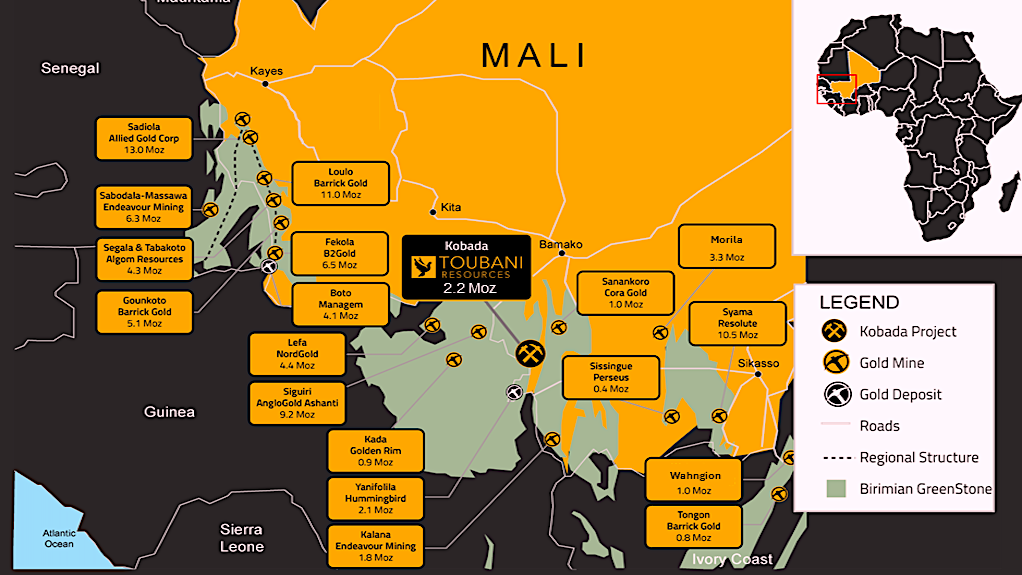 Location map of the Kobada project