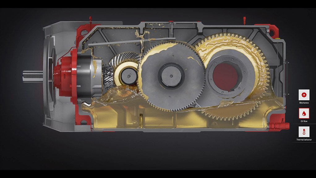 Diagram on an AI-powered simulation of gearbox operation
