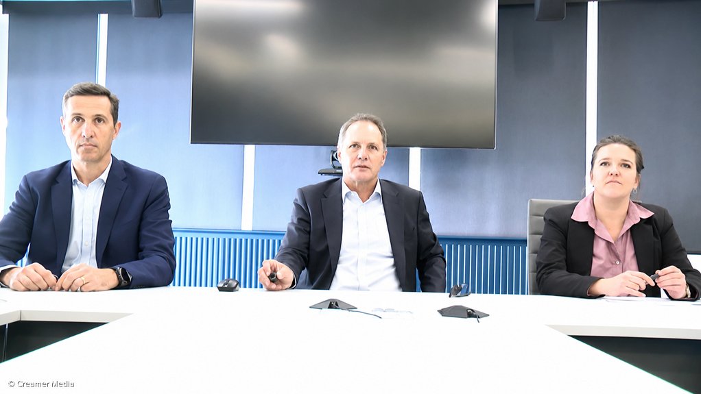 DRDGOLD COO Jaco Schoeman, DRDGOLD CEO Niël Pretorius and DRDGOLD CFO Henriette Hooijer.