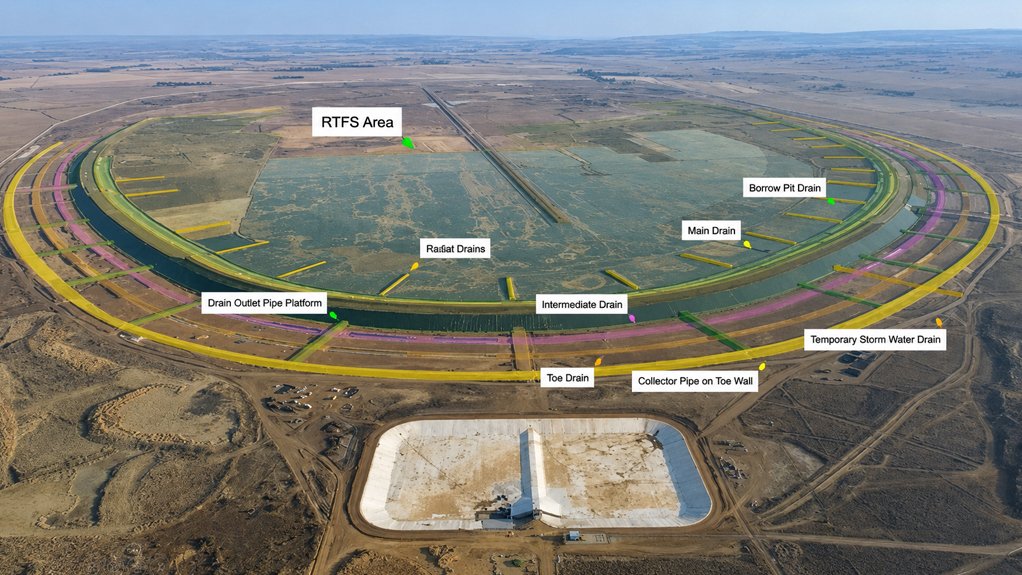 Comprehensive drainage of tailings storage facility.