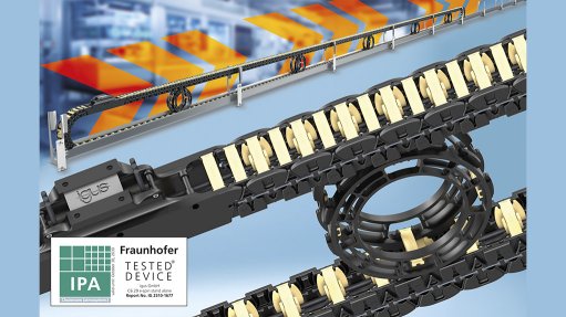 Image of igus C6 energy chain with e-spin upper run guide wheel

