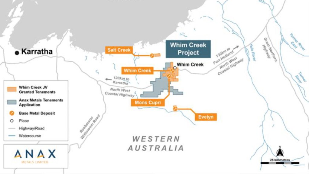 A map showing the location of the Whim Creek project