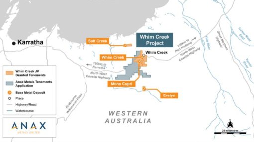 A map showing the location of the Whim Creek project