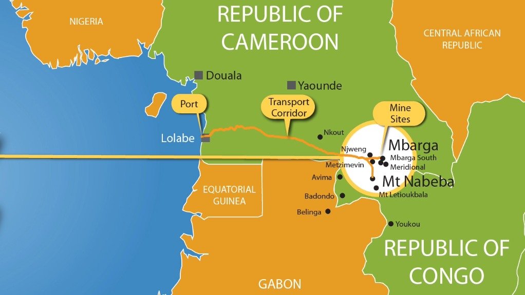 A map showing the location of the Mbalam-Nabeba project