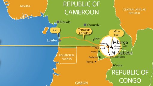 A map showing the location of the Mbalam-Nabeba project