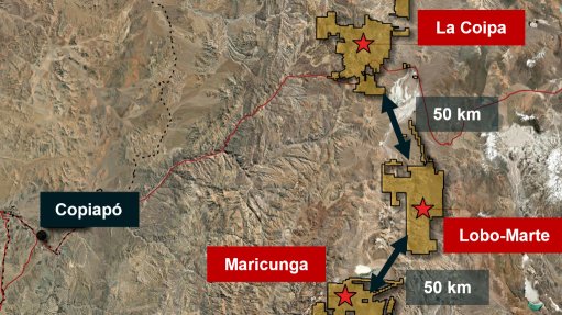A map showing the location of the Lobo-Marte project