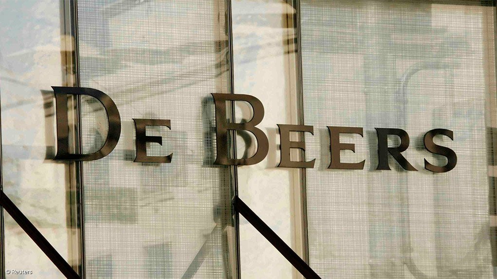 The De Beers logo on a building