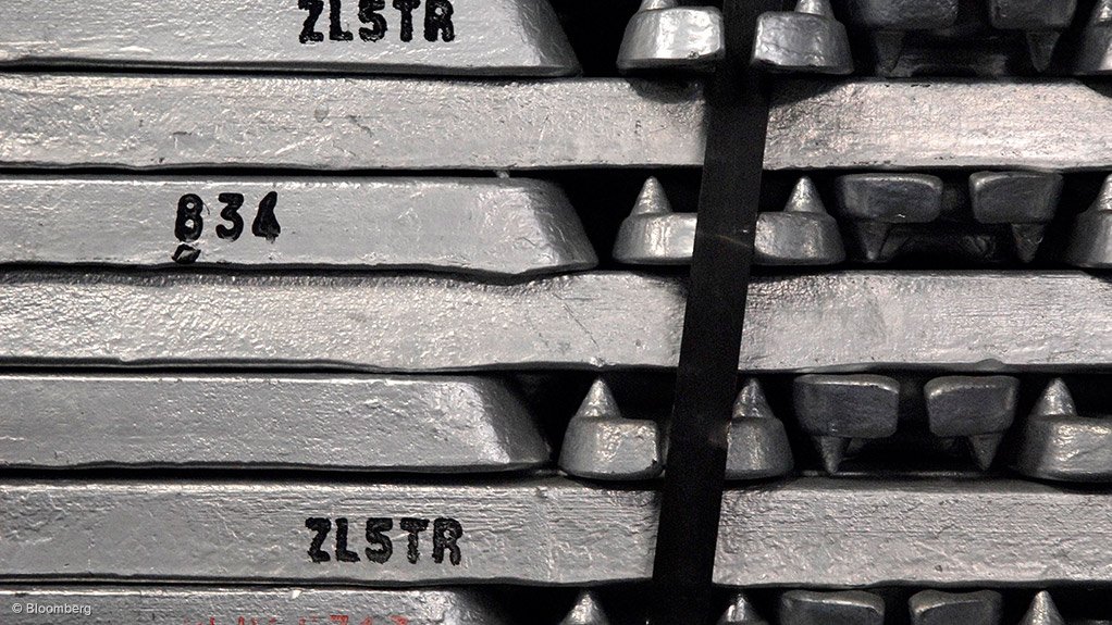 Stacks of zinc metal