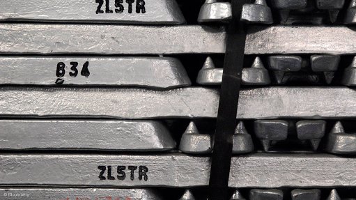 Stacks of zinc metal