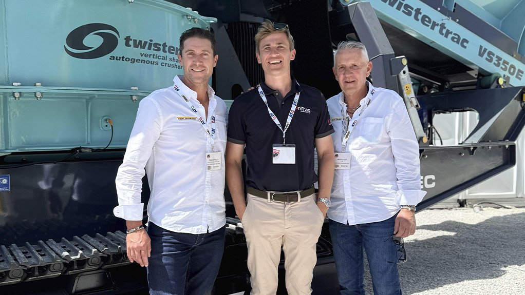 From left: Francois Marais, Pilot Crushtec Director Sales & Marketing, Jonny McNaugher, OnTrax Equipment Managing Director and Sandro Scherf, Pilot Crushtec CEO