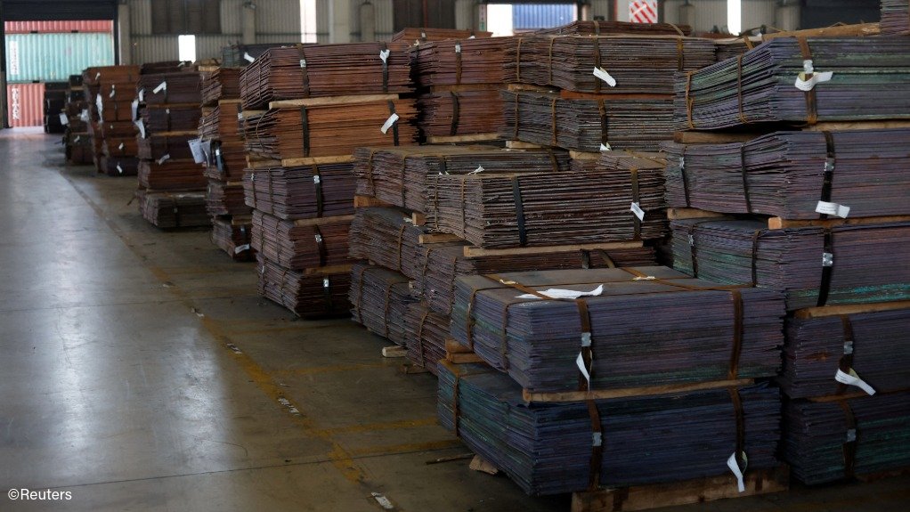 Copper sheets in a warehouse