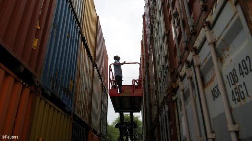 Containers at a port