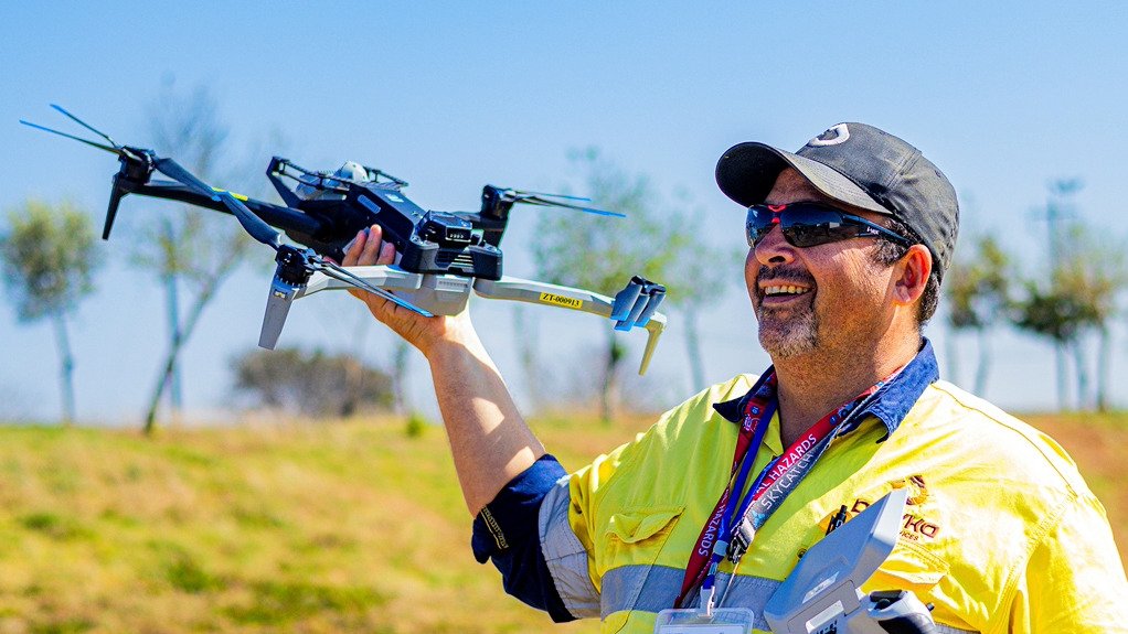 A Dwyka employee with a drone