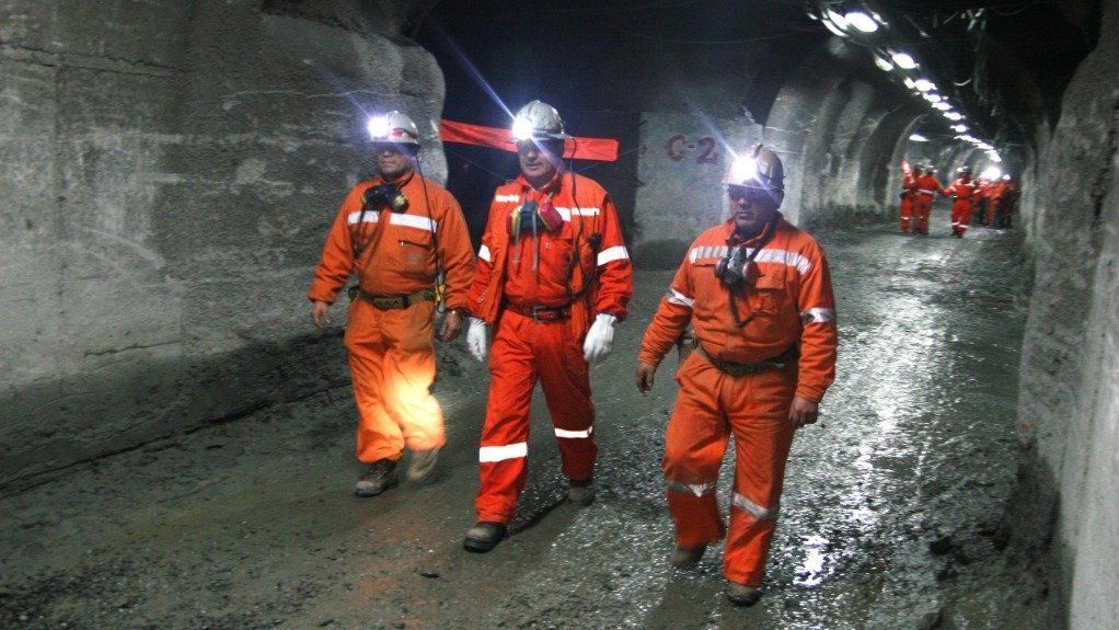 Workers underground at a Codelco mine