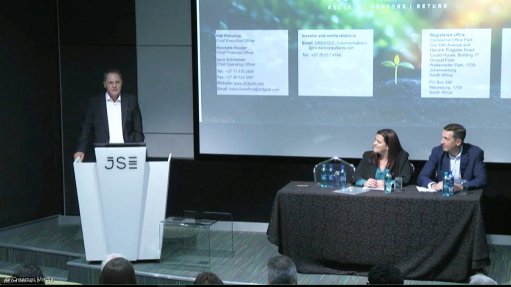 DRDGOLD CEO Niël Pretorius with CFO Henriette Hooijern and COO Jaco Schoeman.