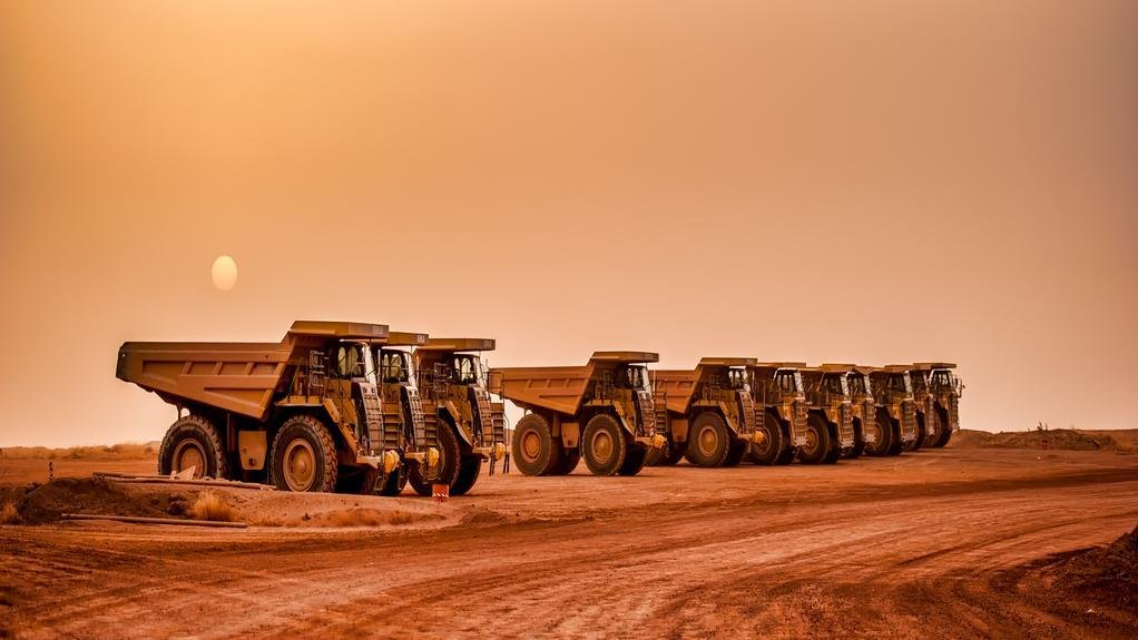 Mine trucks lined up
