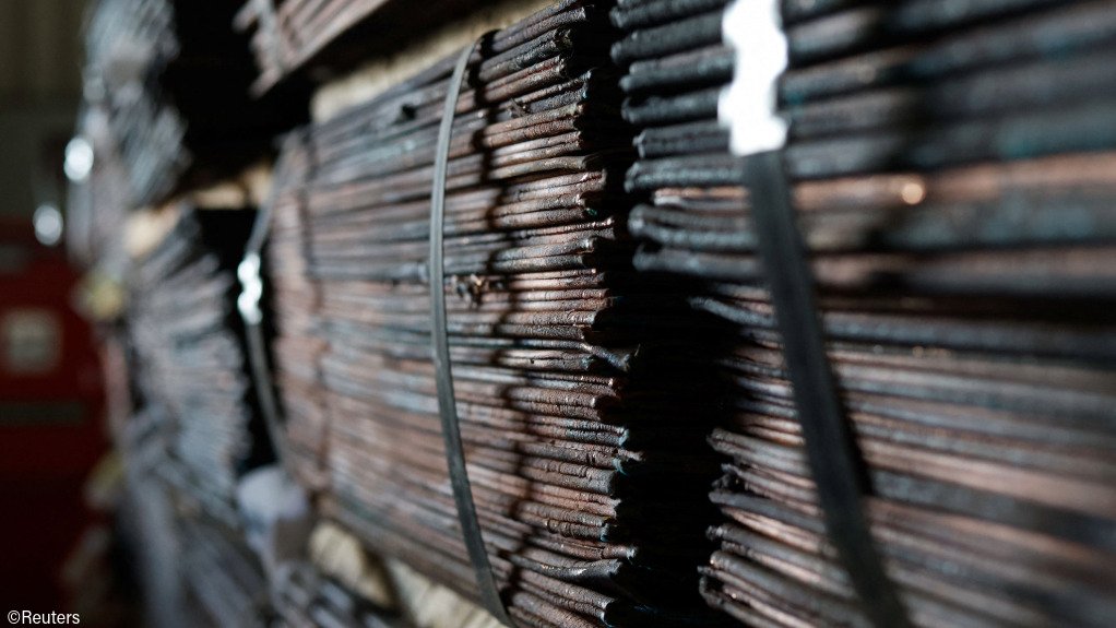 Raw copper produced in Zambia at port
