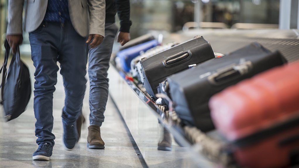 Luggage on an airport carousel