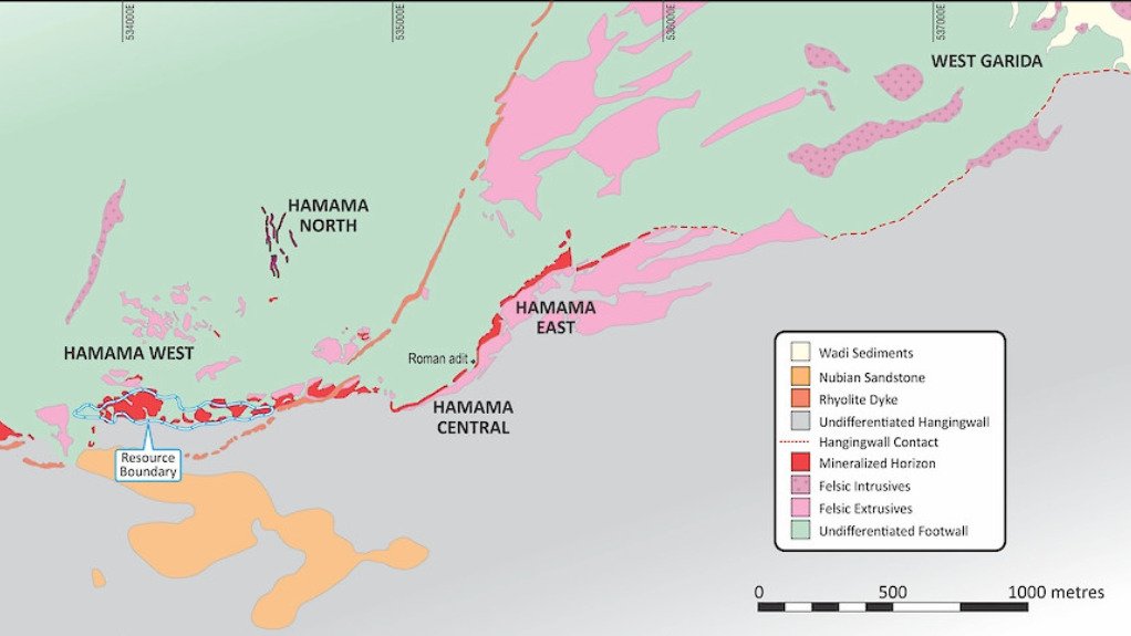 A schematic of the Hamama area