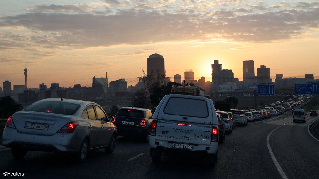 Cars on a road near Johannesburg