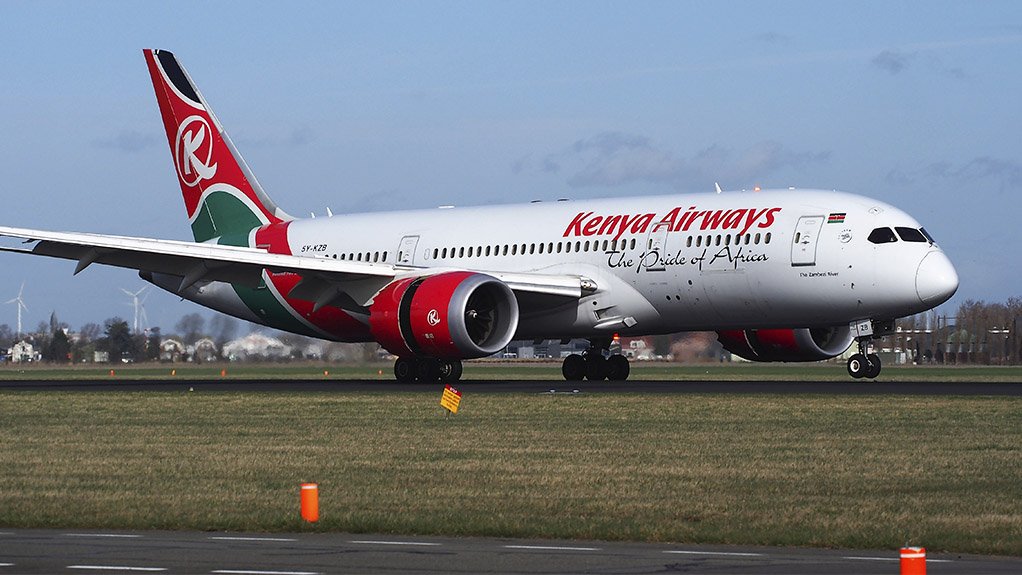 A Boeing 787 Dreamliner in Kenya Airways livery