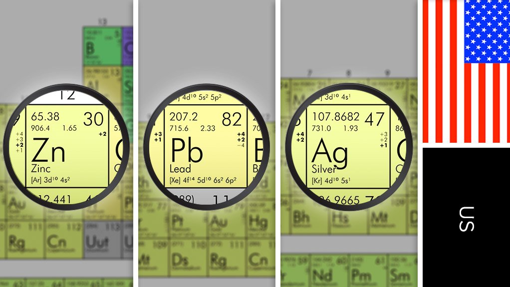 Image of US flag and periodic table symbol for lead/zinc and silver