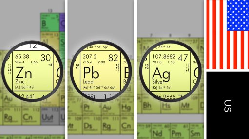Image of US flag and periodic table symbol for lead/zinc and silver