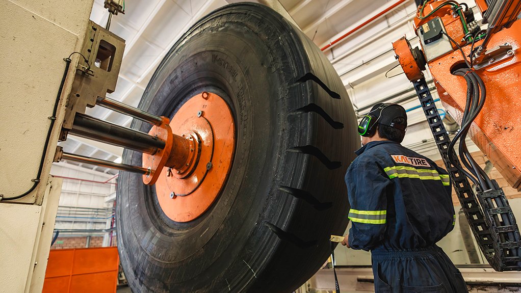 Mine tyre retread.
