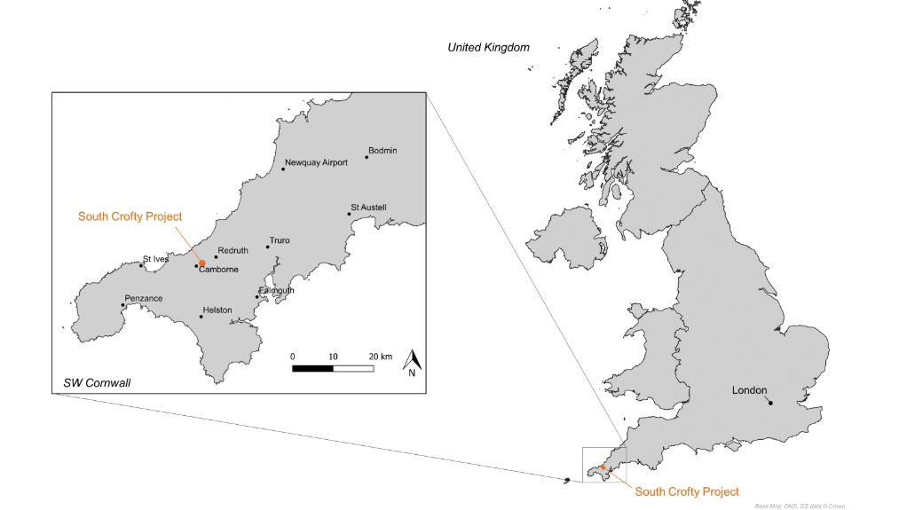 Location map of the South Crofty project