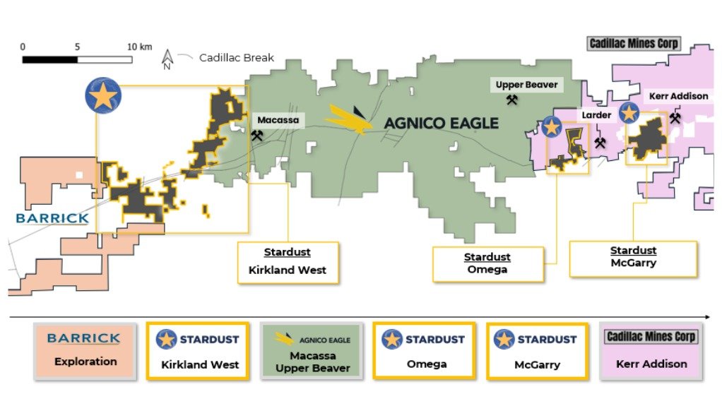 Stardust project locations in Cadillac Break