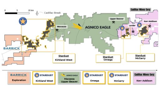 Stardust project locations in Cadillac Break