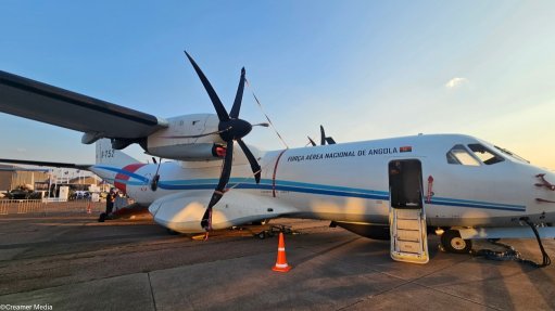 An image of the C295 on display at the African Aerospace Defence 2026 