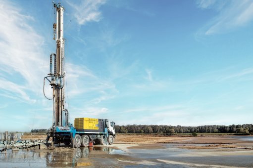 Image of an Atlas Copco X Air 1200-30 DrillAir portable air compressors on site