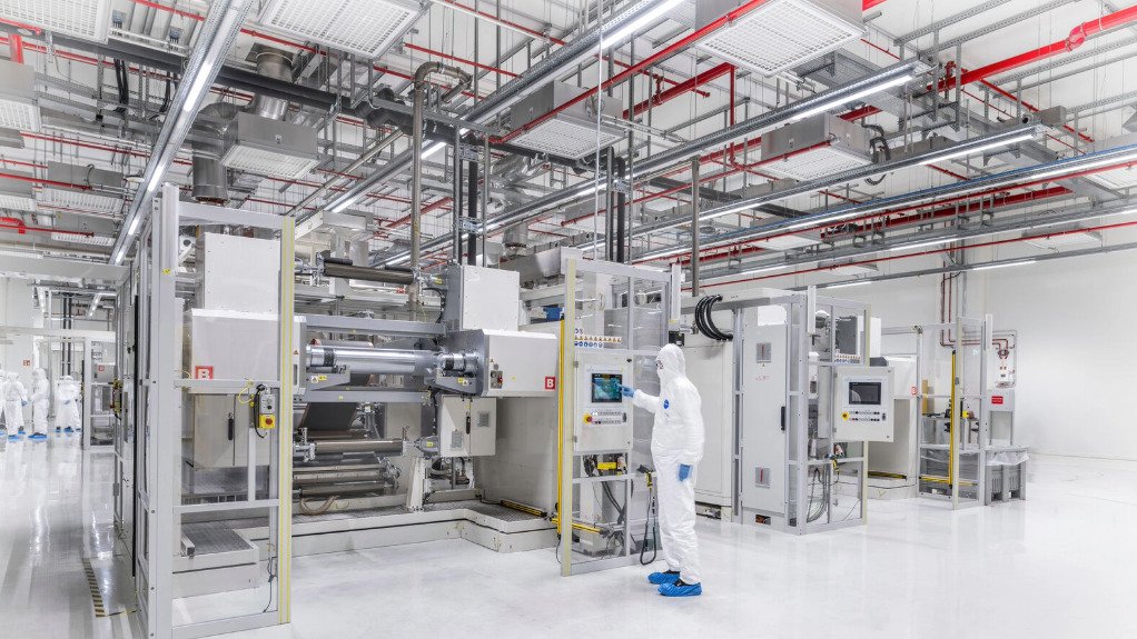 Illustrative image of large-scale battery cell production