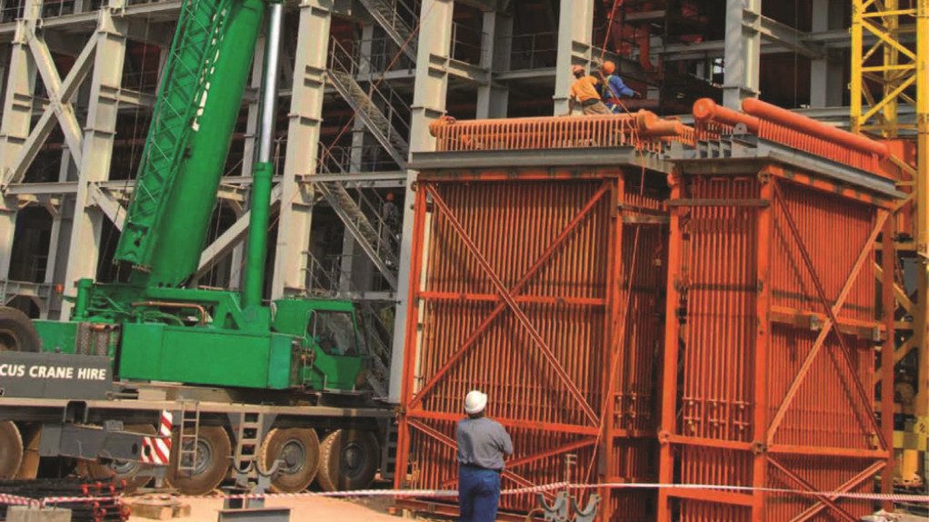 An image of a boiler being built
