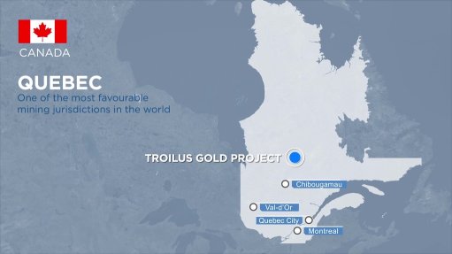 Location map of the Troilus gold/copper project