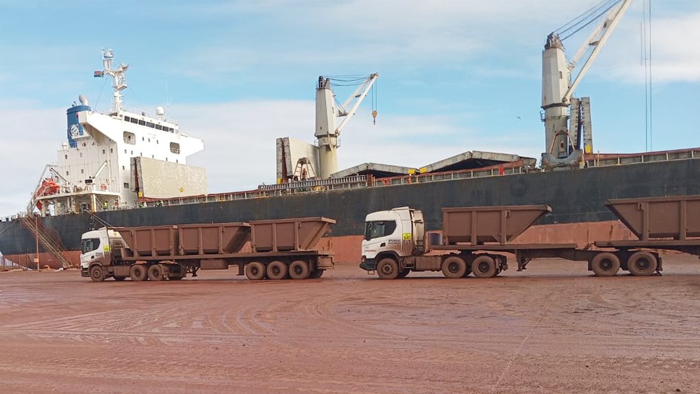 Manganese ore export activity.
