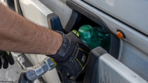 A vehicle being refuelled