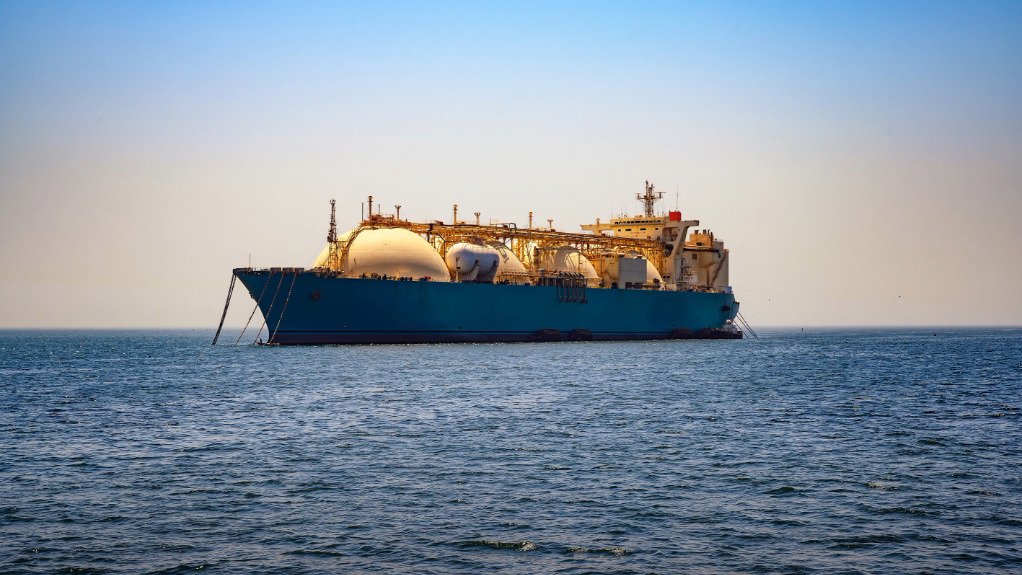 The above image depicts an LNG tanker