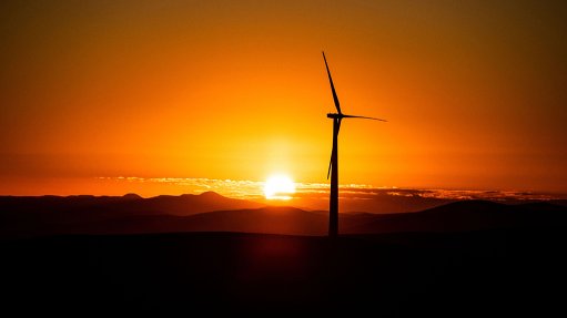 Silhouette of a wind turbine