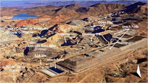 Existing brownfield infrastructure at the Andacollo Project, Coquimbo Region, Chile