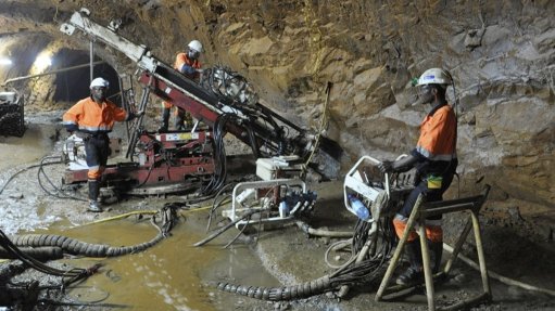 Rock drillers working in the Kipushi underground mine