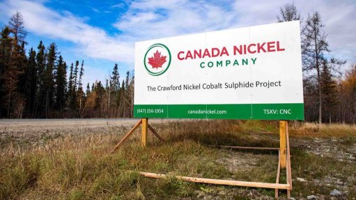 Canada Nickel signage at Crawford project