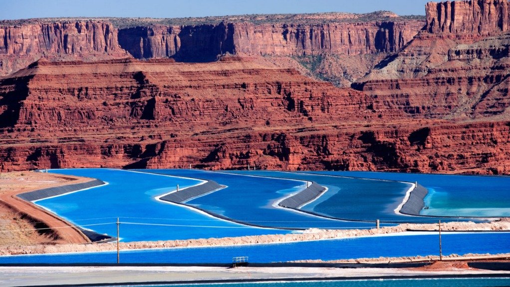 Cane Creek potash mine water evaporation ponds in Utah