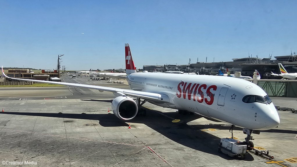 An Airbus A350-900 operated by SWISS