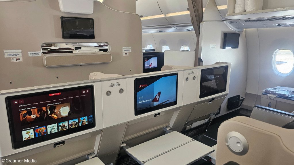 Interior of an Airbus A350-900 operated by SWISS