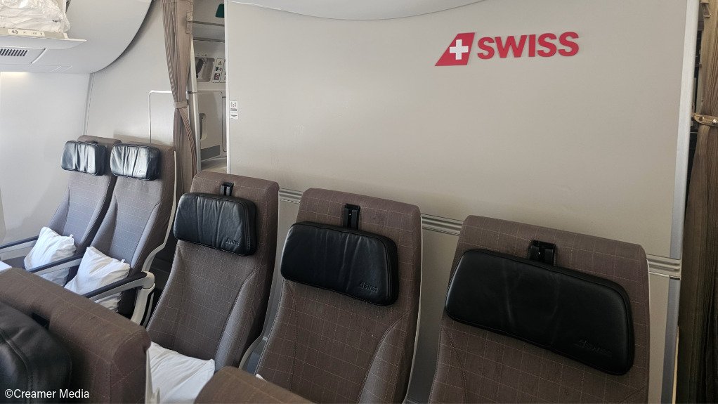 Seating in an Airbus A350-900 operated by SWISS